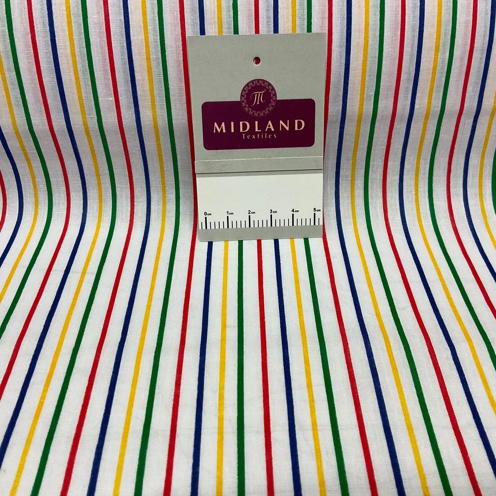 Multi coloured Striped Nautical Stripes Poly cotton printed fabric 110cm M1701