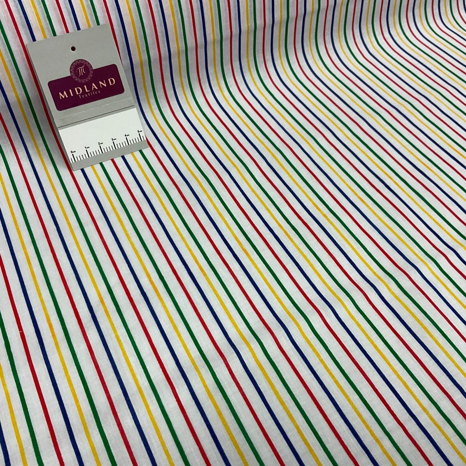 Multi coloured Striped Nautical Stripes Poly cotton printed fabric 110cm M1701