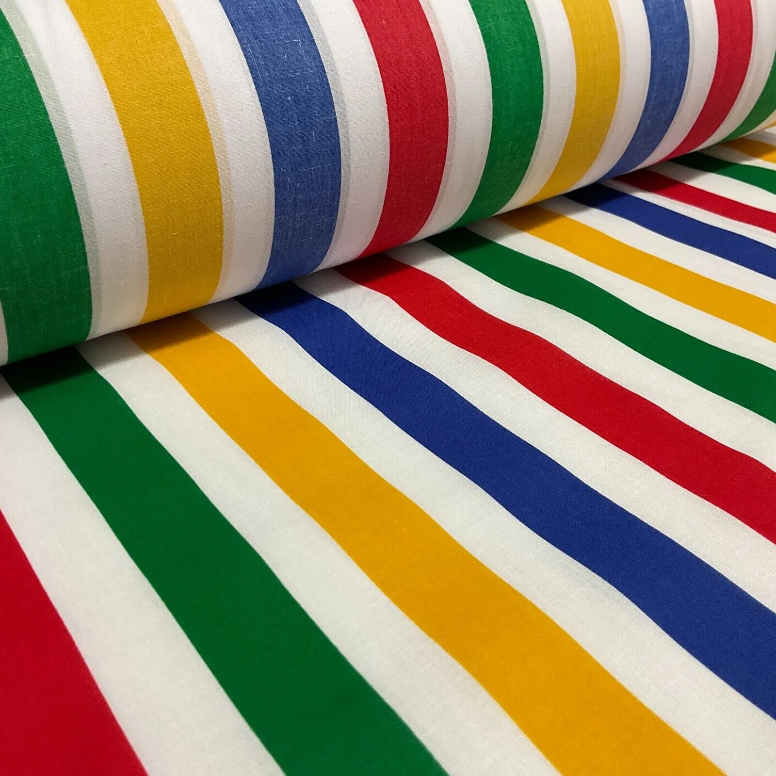 Multi coloured Striped Nautical Stripes Poly cotton printed fabric 110cm M1701