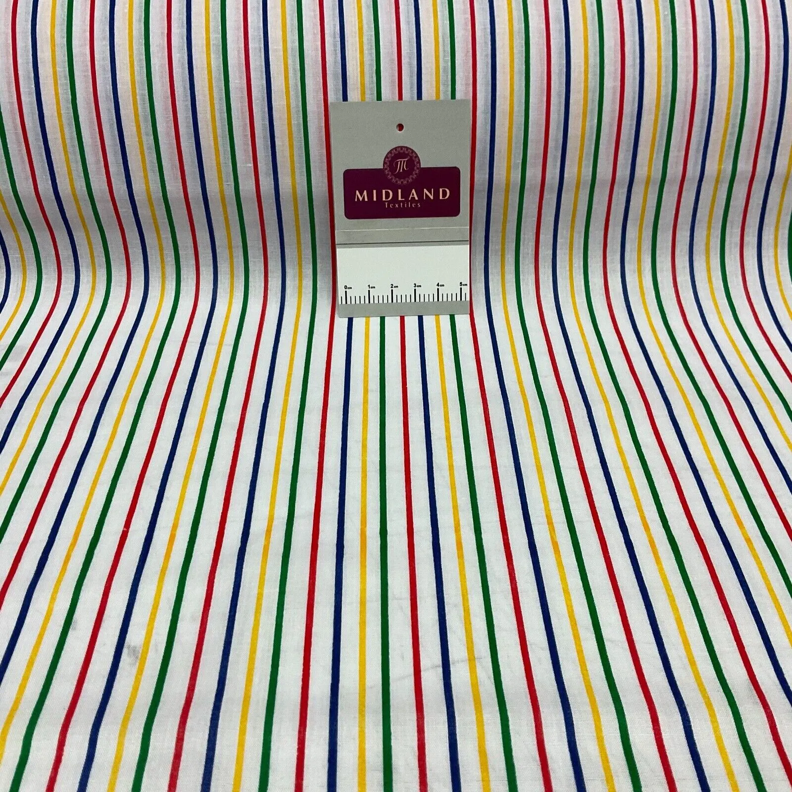 Multi coloured Striped Nautical Stripes Poly cotton printed fabric 110cm M1701