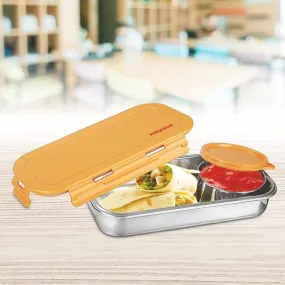 Nayasa Orange Eco Roti Lunch Box - Stainless Steel Office, School and Picnic Tiffin Box (580ML)