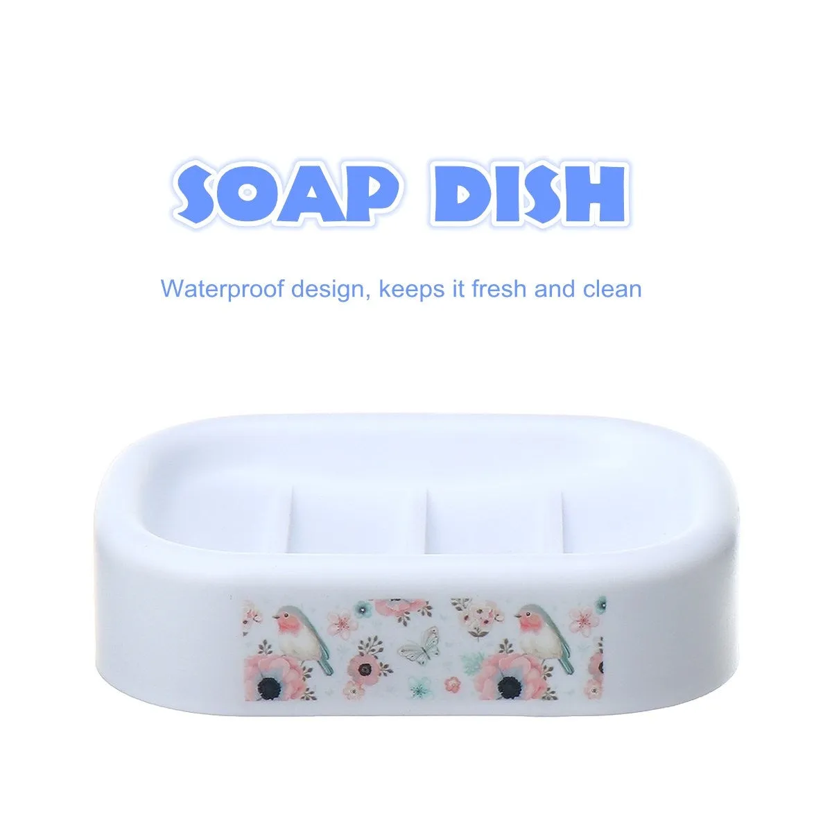 New 6Pcs/Set Bathroom Accessory Waste Bin Soap Dish Toilet Brush Toothbrush Holder