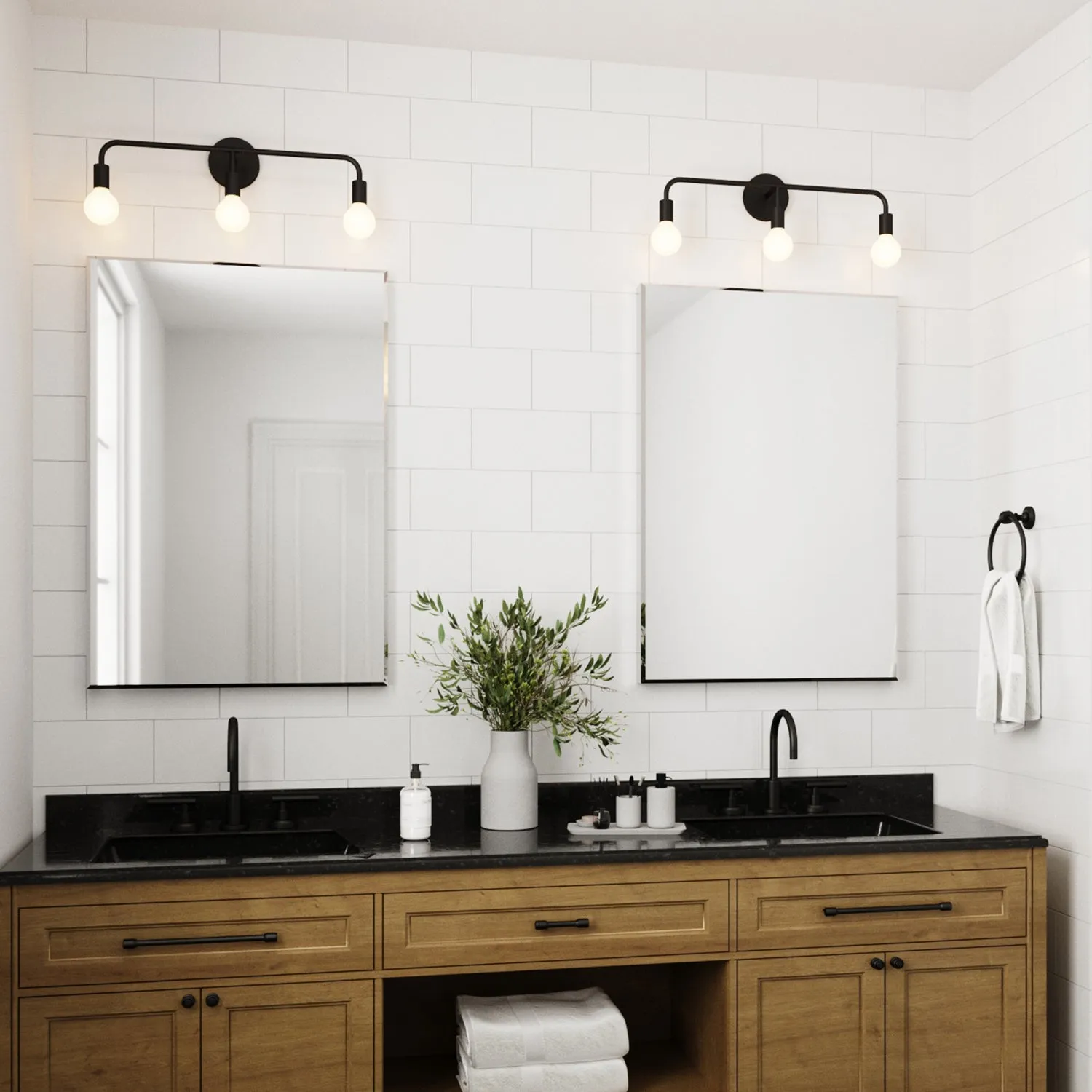 Open Box Prospect 3 Light Vanity, Matte Black