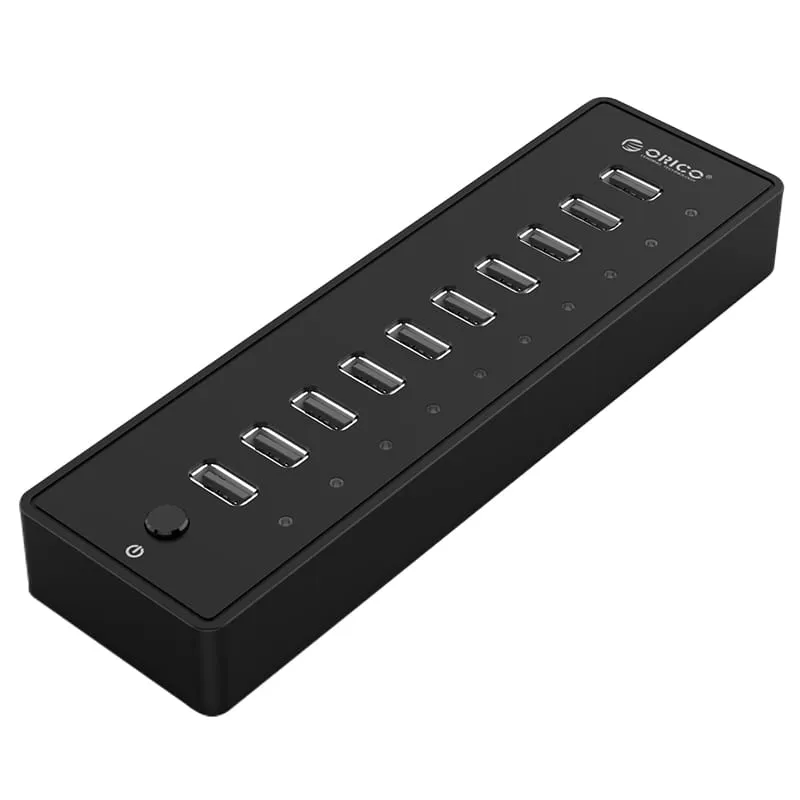 Orico 10 Port 30W Additional Power Usb2.0 Hub - Black