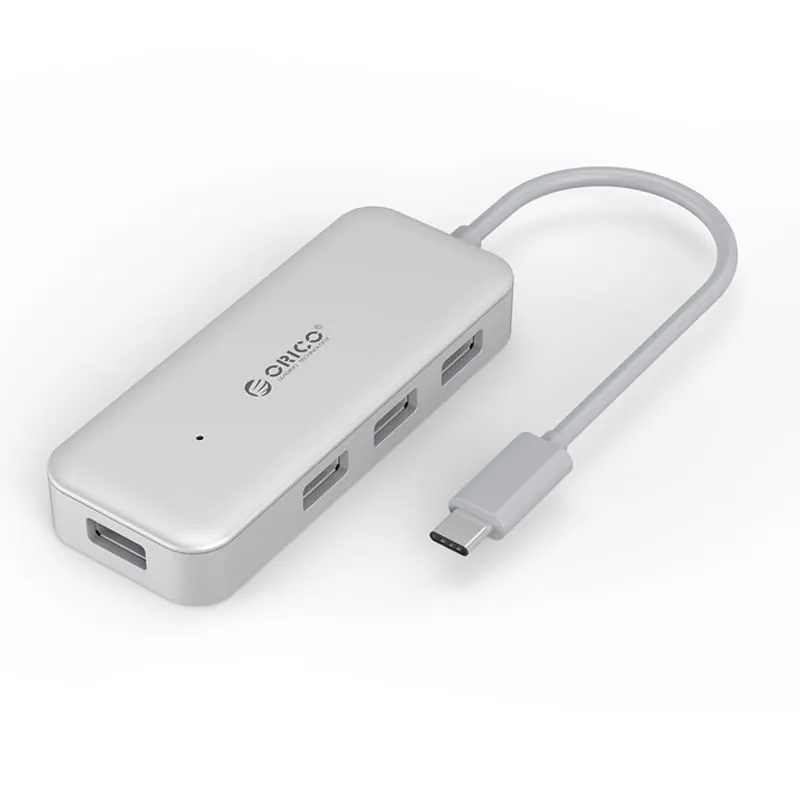 Orico 4 Port Usb-C To 4Xusb3.0 Hub - Silver