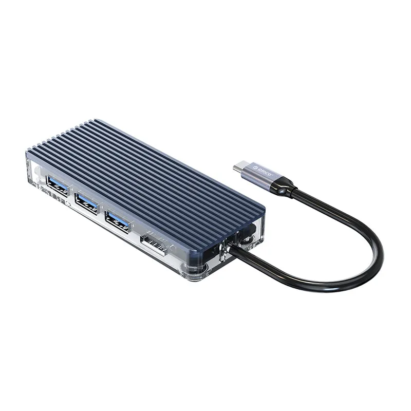 Orico 7 Port 3 X Usb3.0|1 X Hdmi|1 X Tf|1 X Sd|1 X Type-C Transparent Hub - Grey