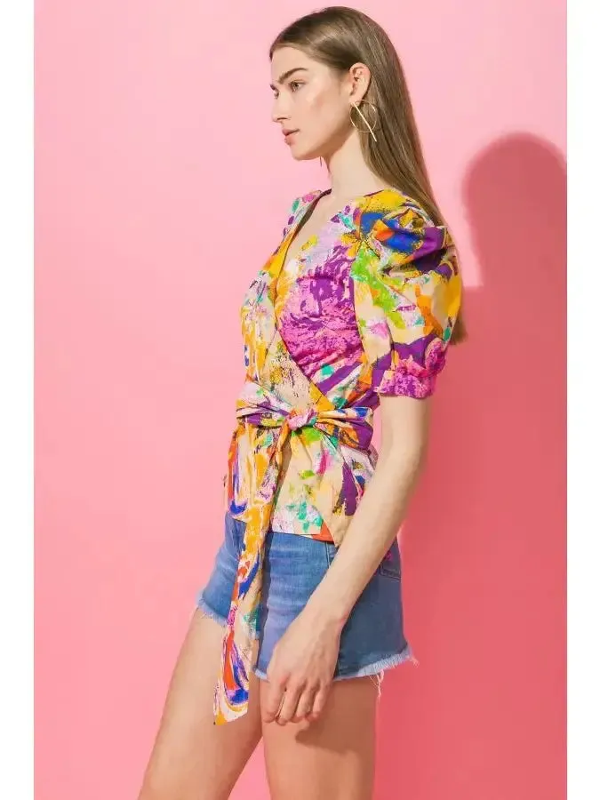 Paint Your Dreams Printed Poplin Top