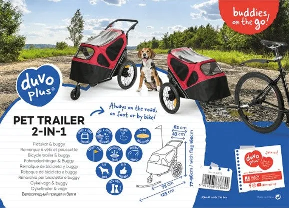 PET TRAILER 2-IN-1 BLACK/RED