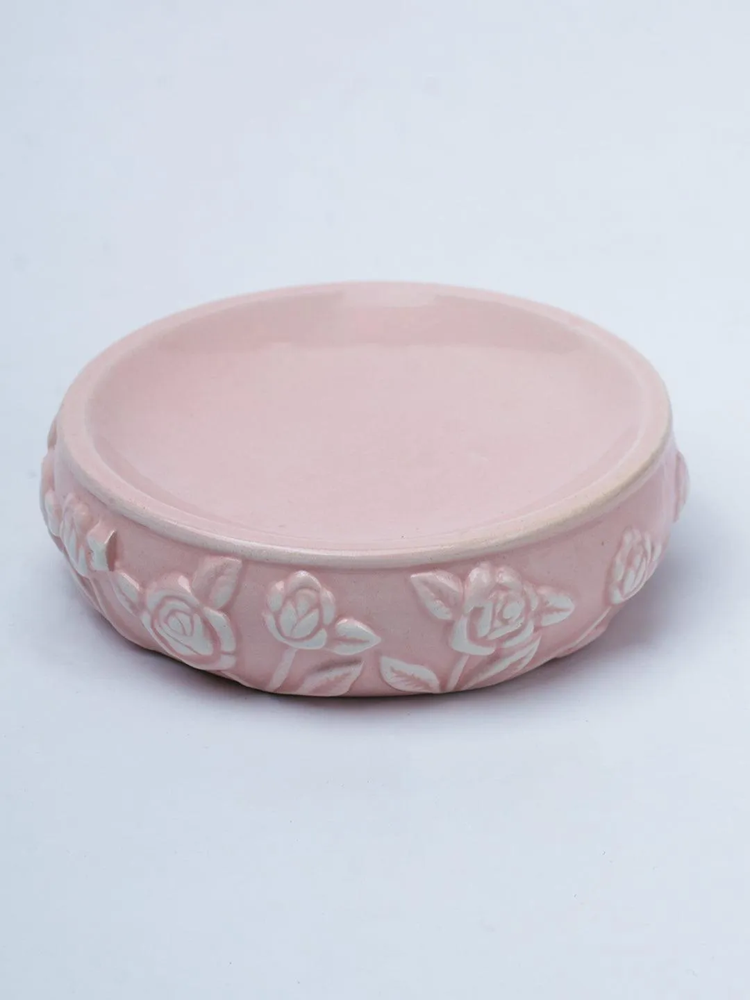 Pink Ceramic Bathroom Set Of 4 - Floral Design, Bath Accessories