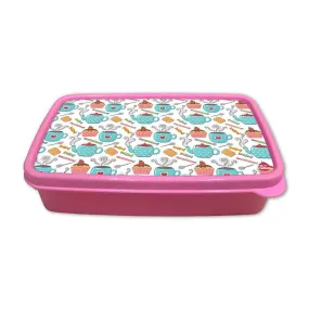 Plastic Designer Childrens Lunch Box for School Girl - Tea and Cake