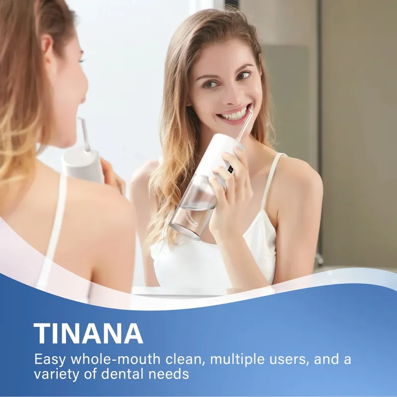 Portable Cordless Electric Water Flosser with 5 Jet Tips & 3 Modes - Rechargeable Oral Irrigator with 280ml Water Tank