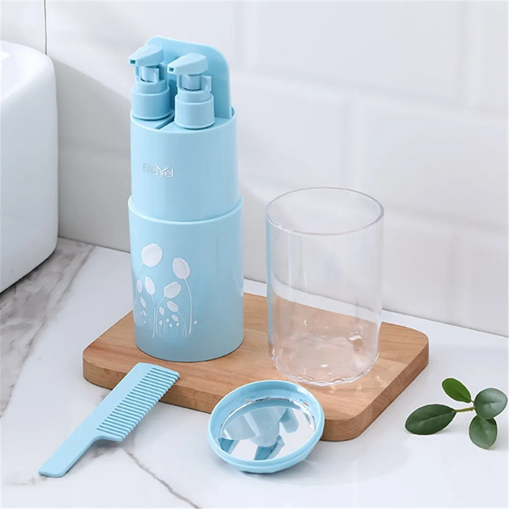 Portable Travel Wash Set Toothpaste Shampoo Storage Bottle Bathroom Multifunction Creative Travel Cup Toothbrush Organizer Box