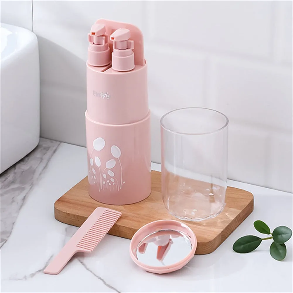 Portable Travel Wash Set Toothpaste Shampoo Storage Bottle Bathroom Multifunction Creative Travel Cup Toothbrush Organizer Box