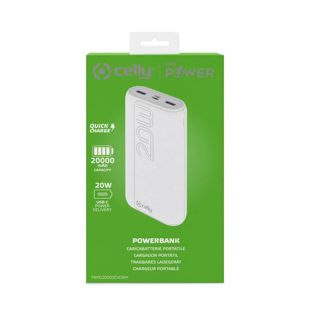 Power Bank Celly 20000 mAh White