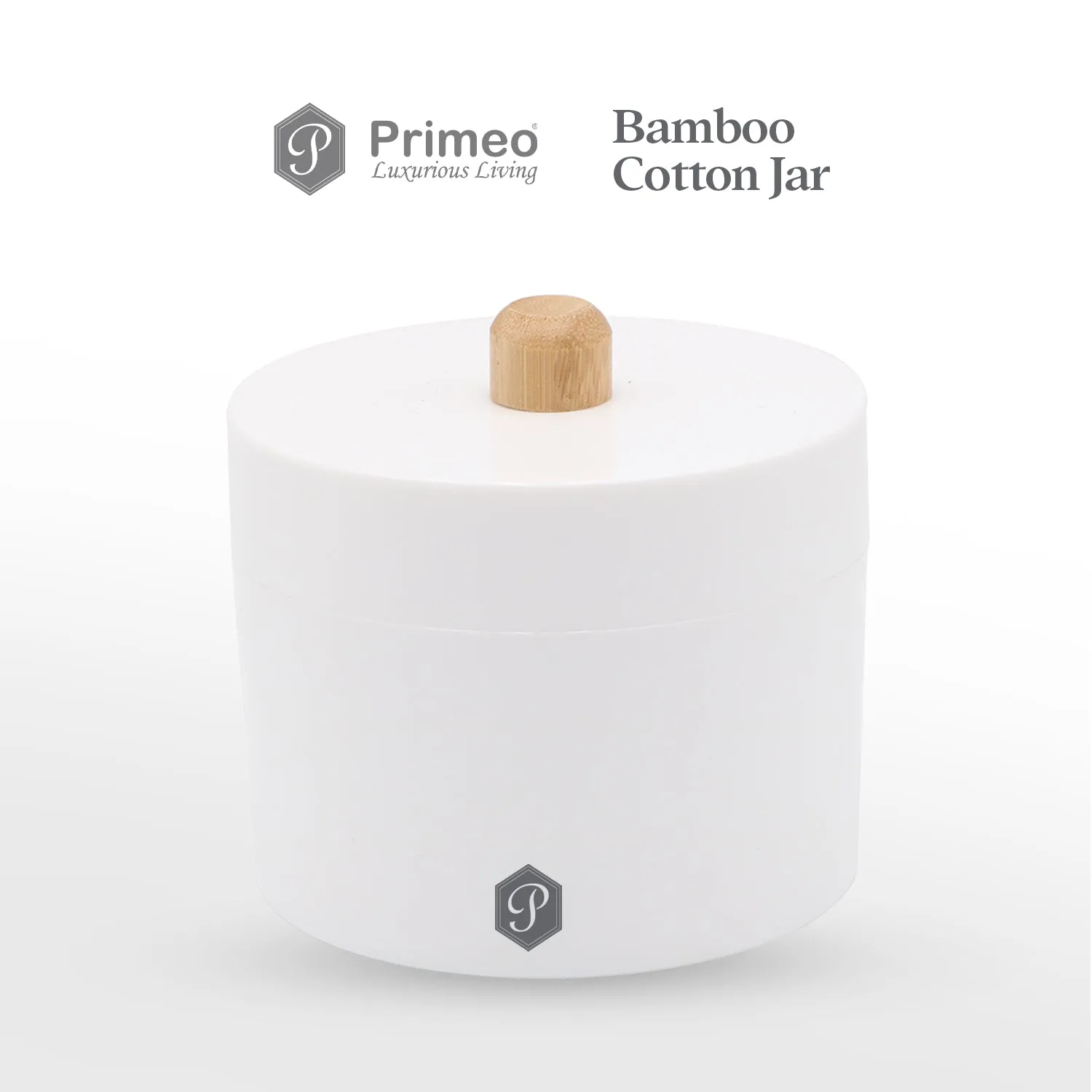 PRIMEO Premium Bamboo Cotton Jar 10.5x10.5x10cm