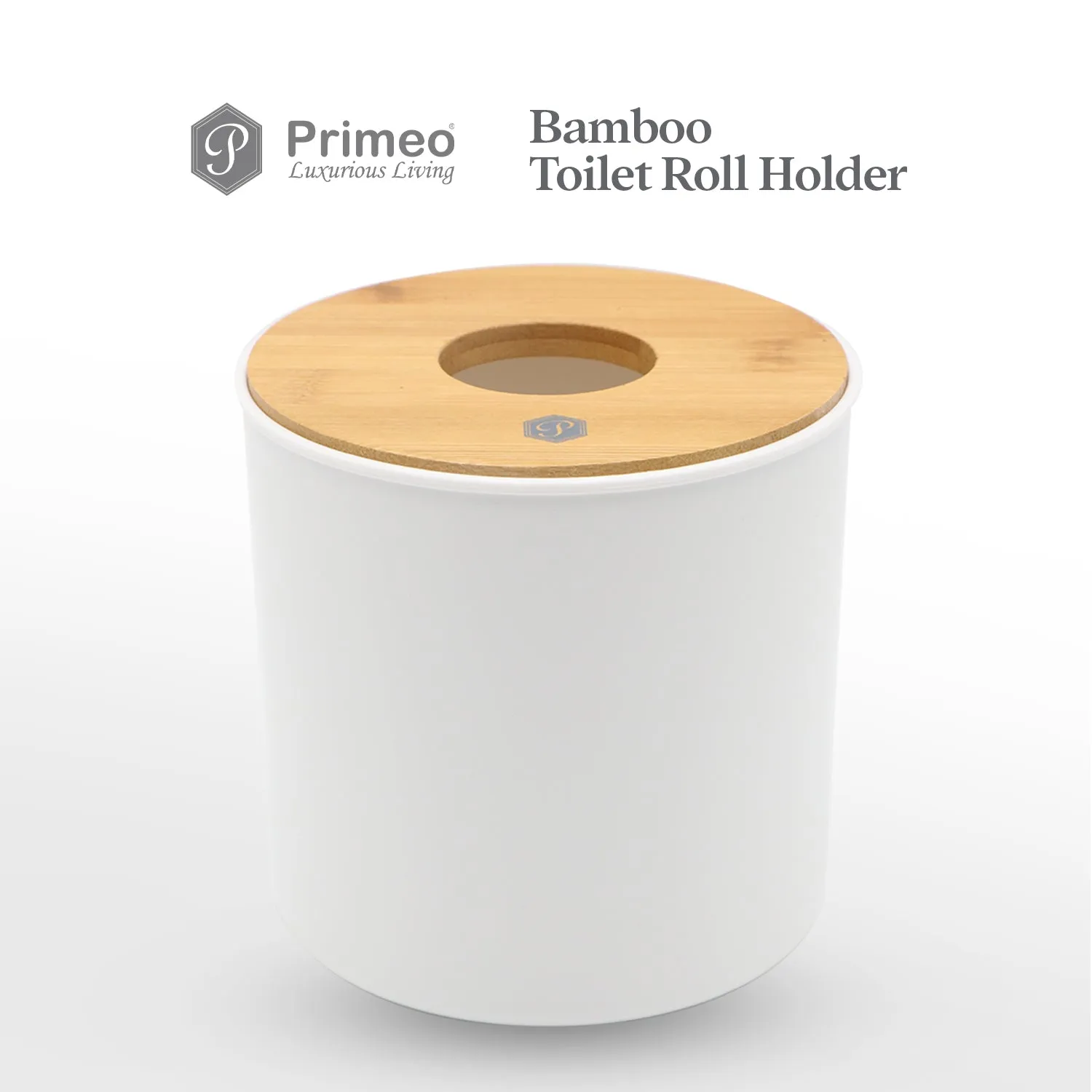 PRIMEO Premium Bamboo Toilet Roll Holder