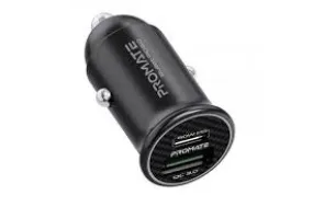 Promate Bullet-Pd60 60W Mini Car Charger Dual Port Charging 1 X Usb-C 1 X Usb-A Prot