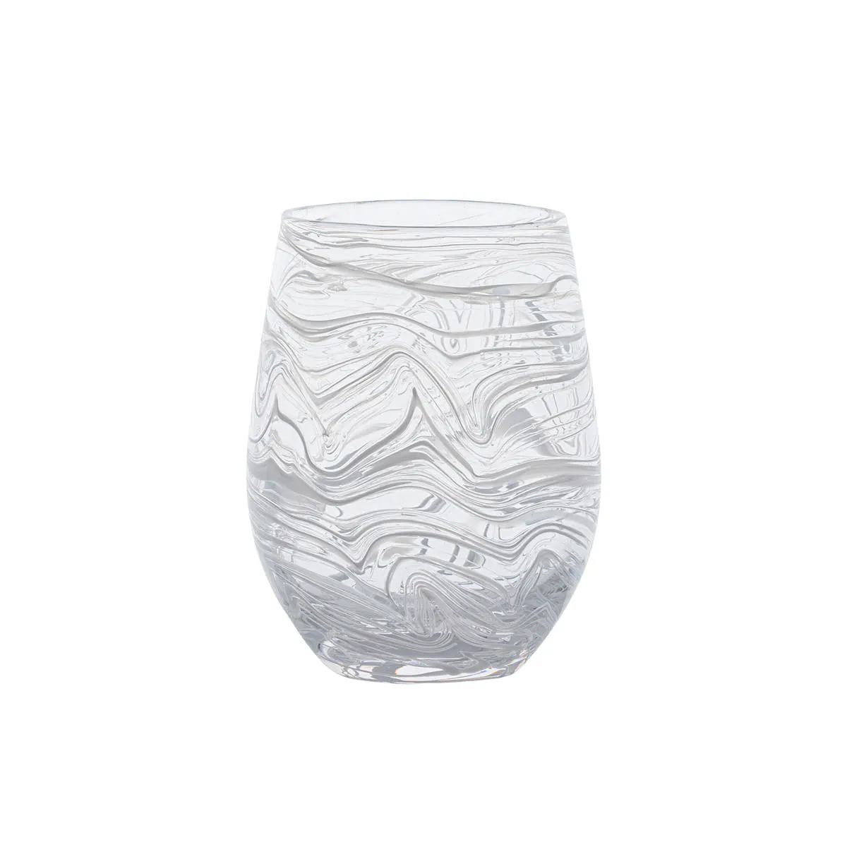 Puro Marbled Stemless Wine Glass - White