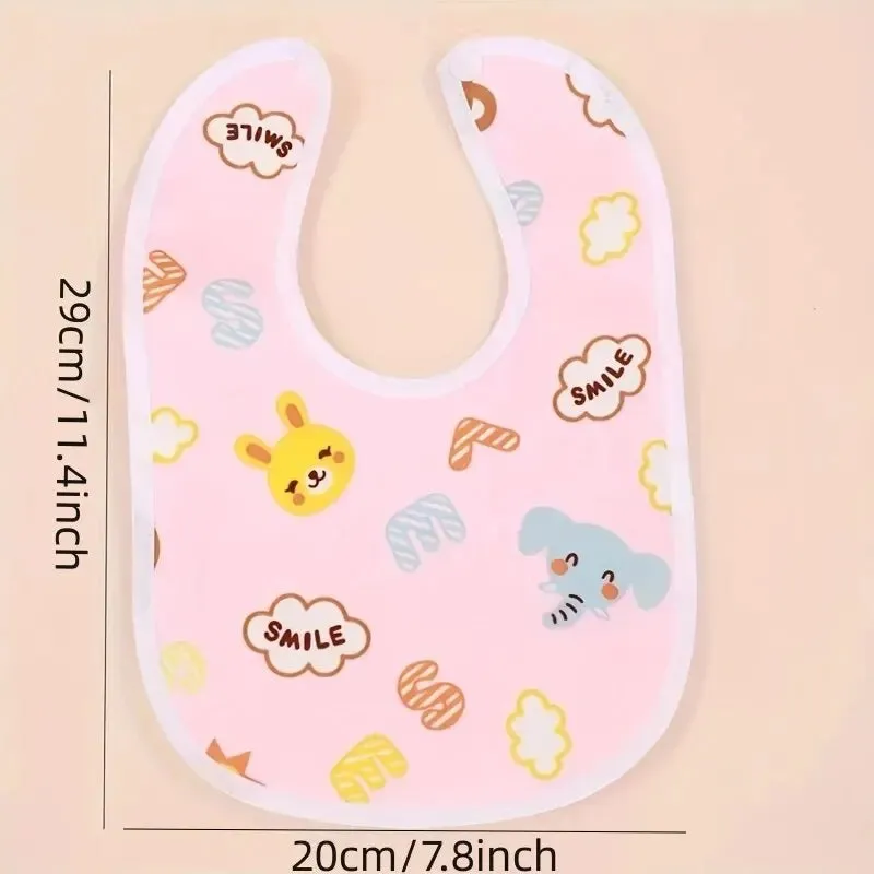 Random 5pcs Baby Cartoon Snap Waterproof Bib Super Soft Baby Bib