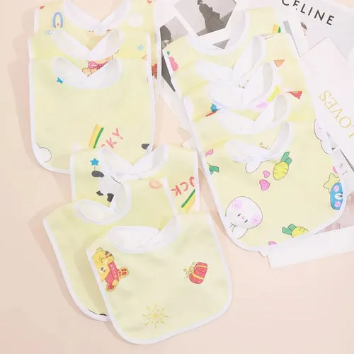 Random 5pcs Baby Cartoon Snap Waterproof Bib Super Soft Baby Bib