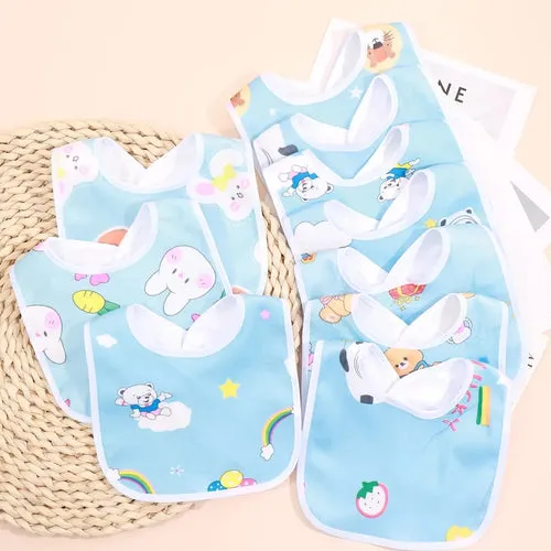 Random 5pcs Baby Cartoon Snap Waterproof Bib Super Soft Baby Bib