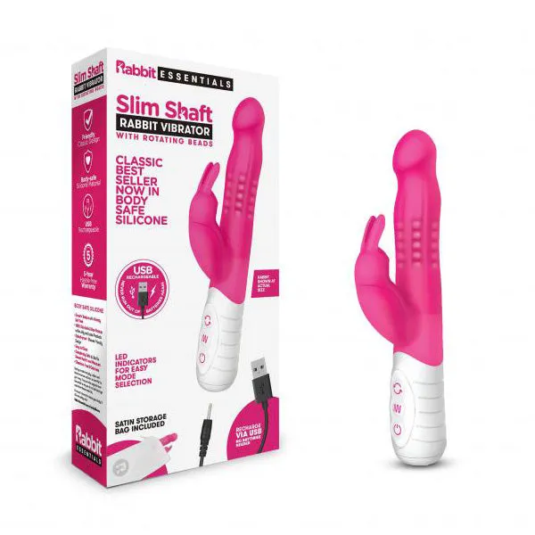 Rechargeable Slim Shaft Rabbit Pink