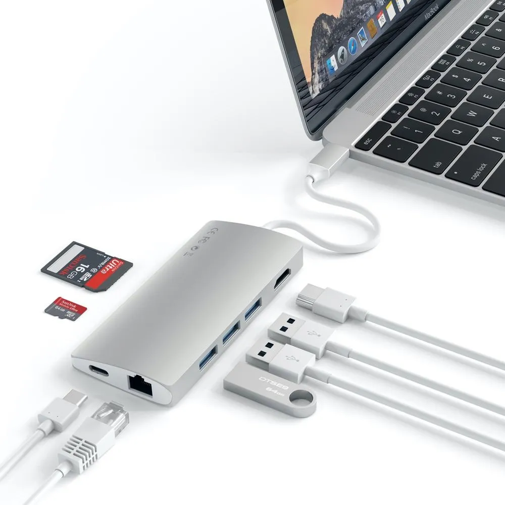 Satechi USB-C Multi-Port Adapter 4K HDMI w/ Ethernet V2 - Silver