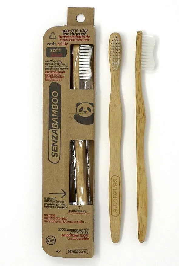 SenzaBamboo - Adult Soft Bamboo Toothbrush