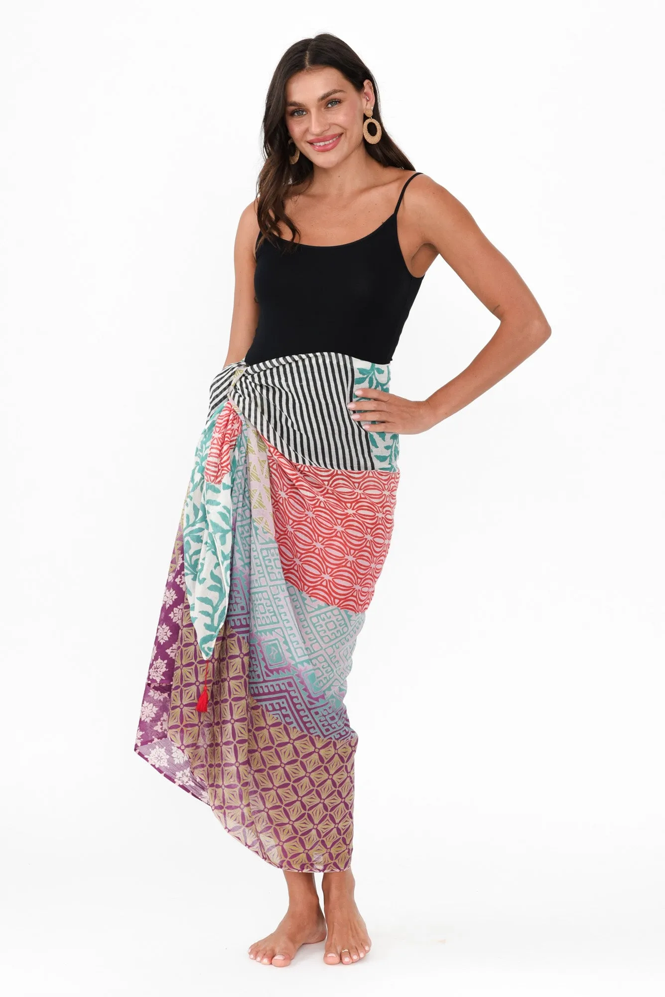 Serifos Red Geo Tassel Sarong