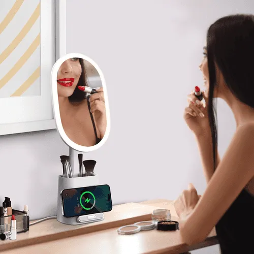 Sheffield LED Vanity Mirror very useful mirror to comb your hair, apply makeup, wash your face, or even brush your teeth, has an LED light with a wireless charger -467800