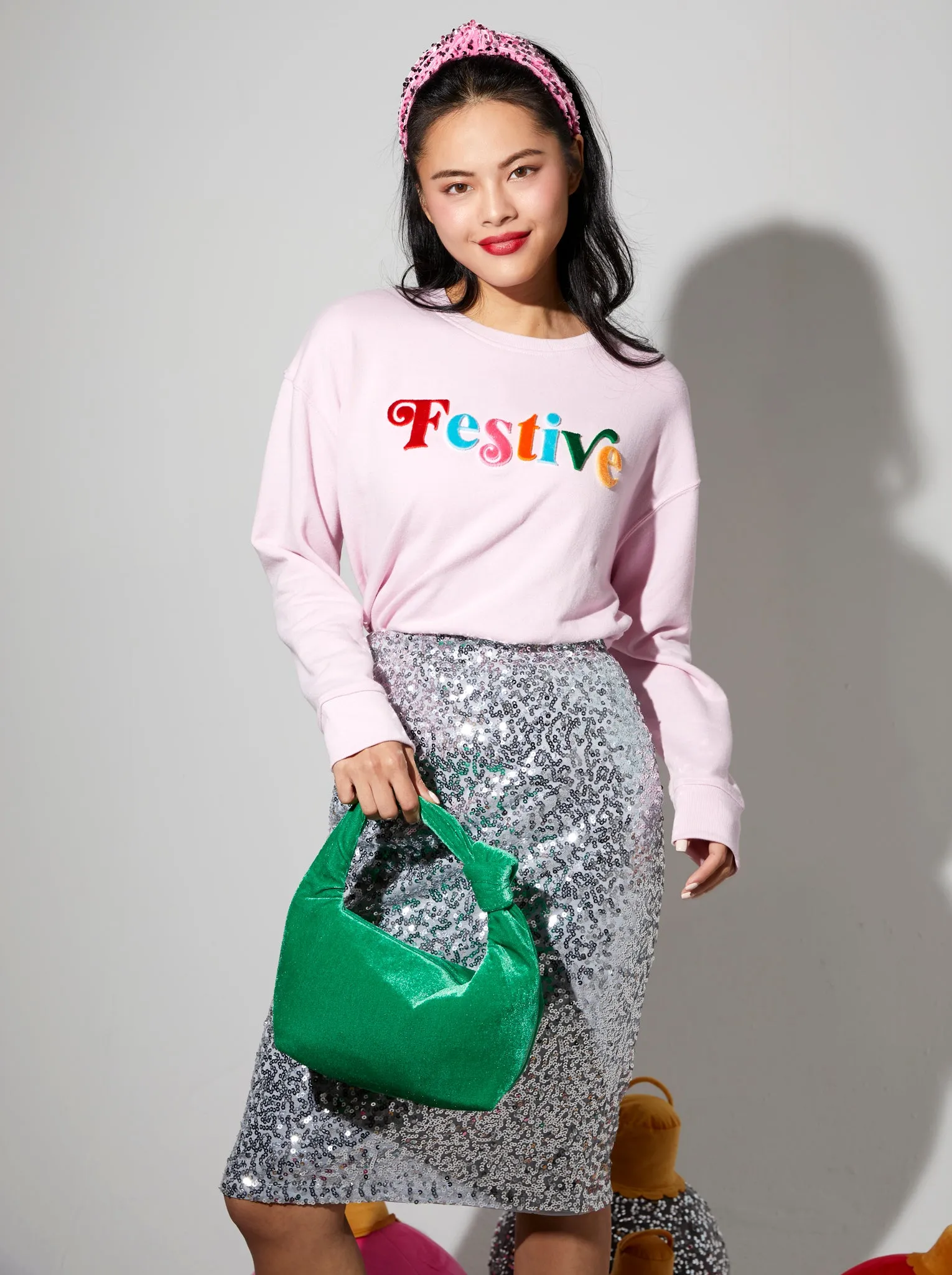 Shiraleah "Festive" Sweatshirt, Blush