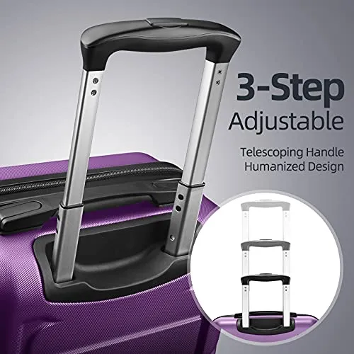 SHOWKOO 3 Piece Expandable Luggage Set - with TSA Lock - Purple