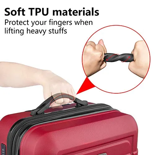 SHOWKOO 3 Piece Expandable Luggage Set  with TSA Lock - Red Wine