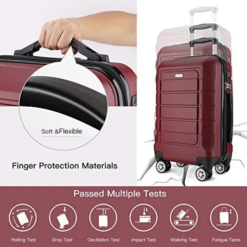 SHOWKOO 3 Piece Expandable Luggage Set  with TSA Lock - Red Wine