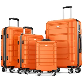 SHOWKOO 4 Piece Expandable Luggage Set With TSA Lock - Orange