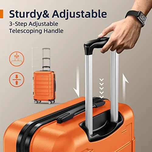 SHOWKOO 4 Piece Expandable Luggage Set With TSA Lock - Orange