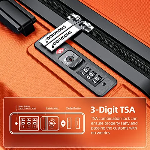 SHOWKOO 4 Piece Expandable Luggage Set With TSA Lock - Orange