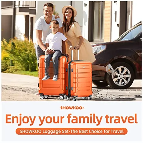 SHOWKOO 4 Piece Expandable Luggage Set With TSA Lock - Orange