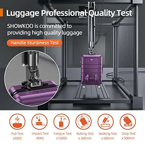 SHOWKOO 4 Piece Expandable Luggage Set with TSA Lock - Purple