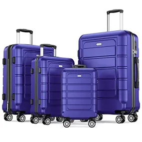 SHOWKOO 4 Piece Expandable Luggage Set with TSA Lock - Royal Blue