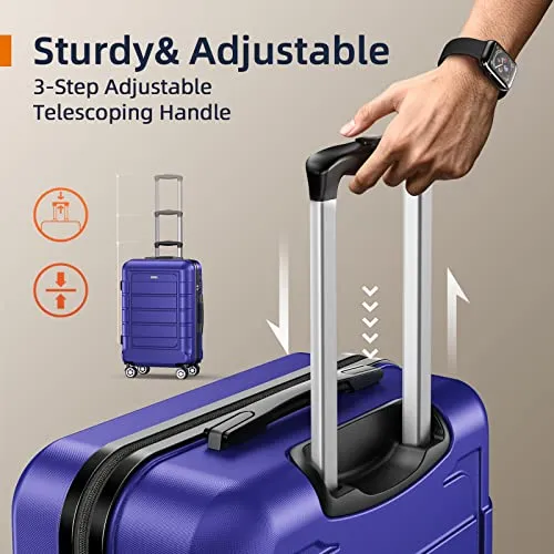 SHOWKOO 4 Piece Expandable Luggage Set with TSA Lock - Royal Blue