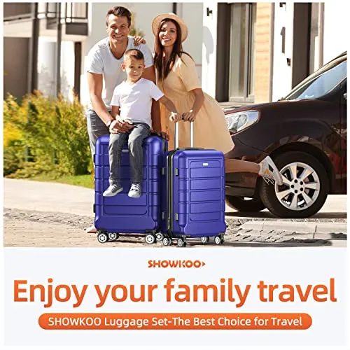 SHOWKOO 4 Piece Expandable Luggage Set with TSA Lock - Royal Blue