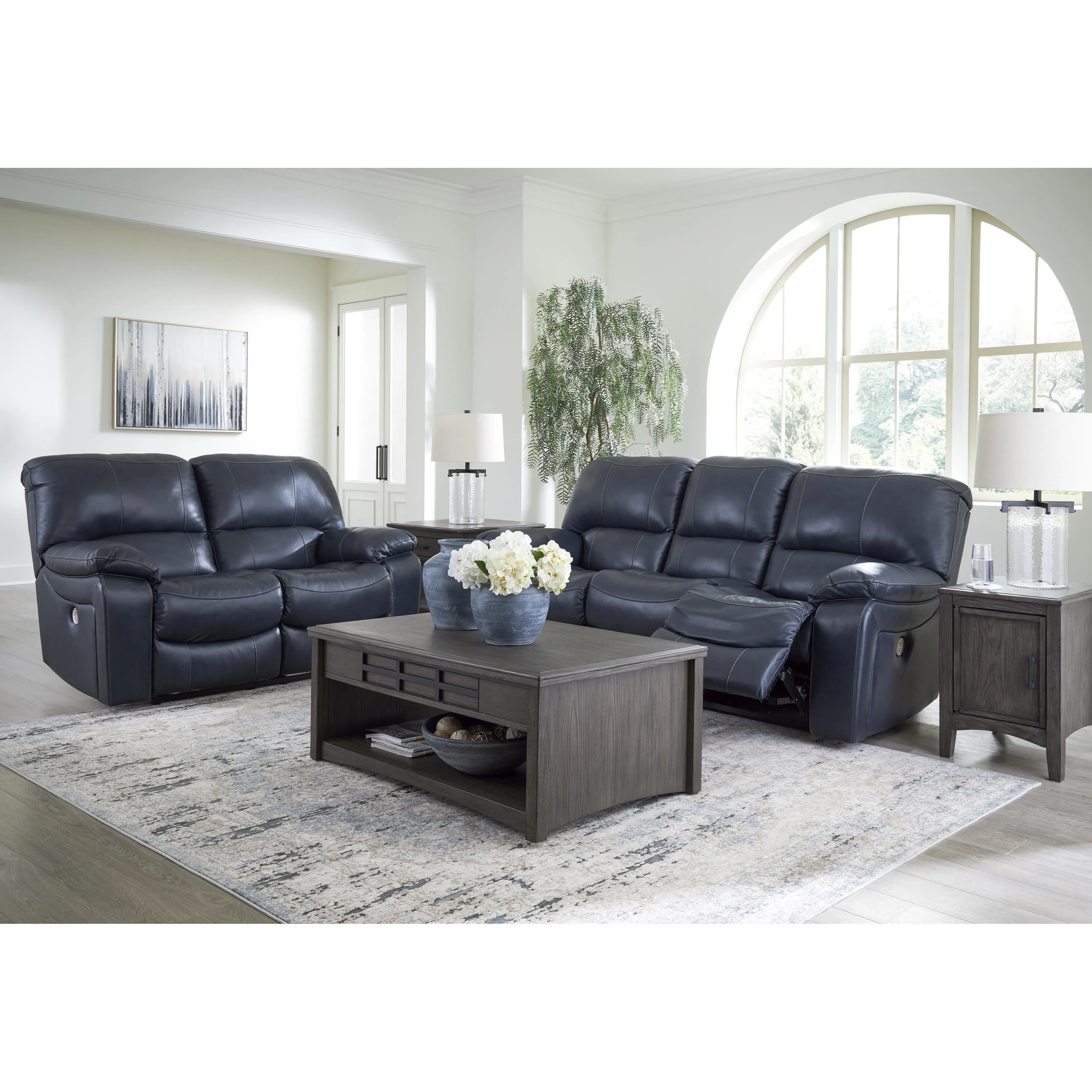 Signature Design by Ashley Leesworth Power Reclining Leather Match Sofa U4380987