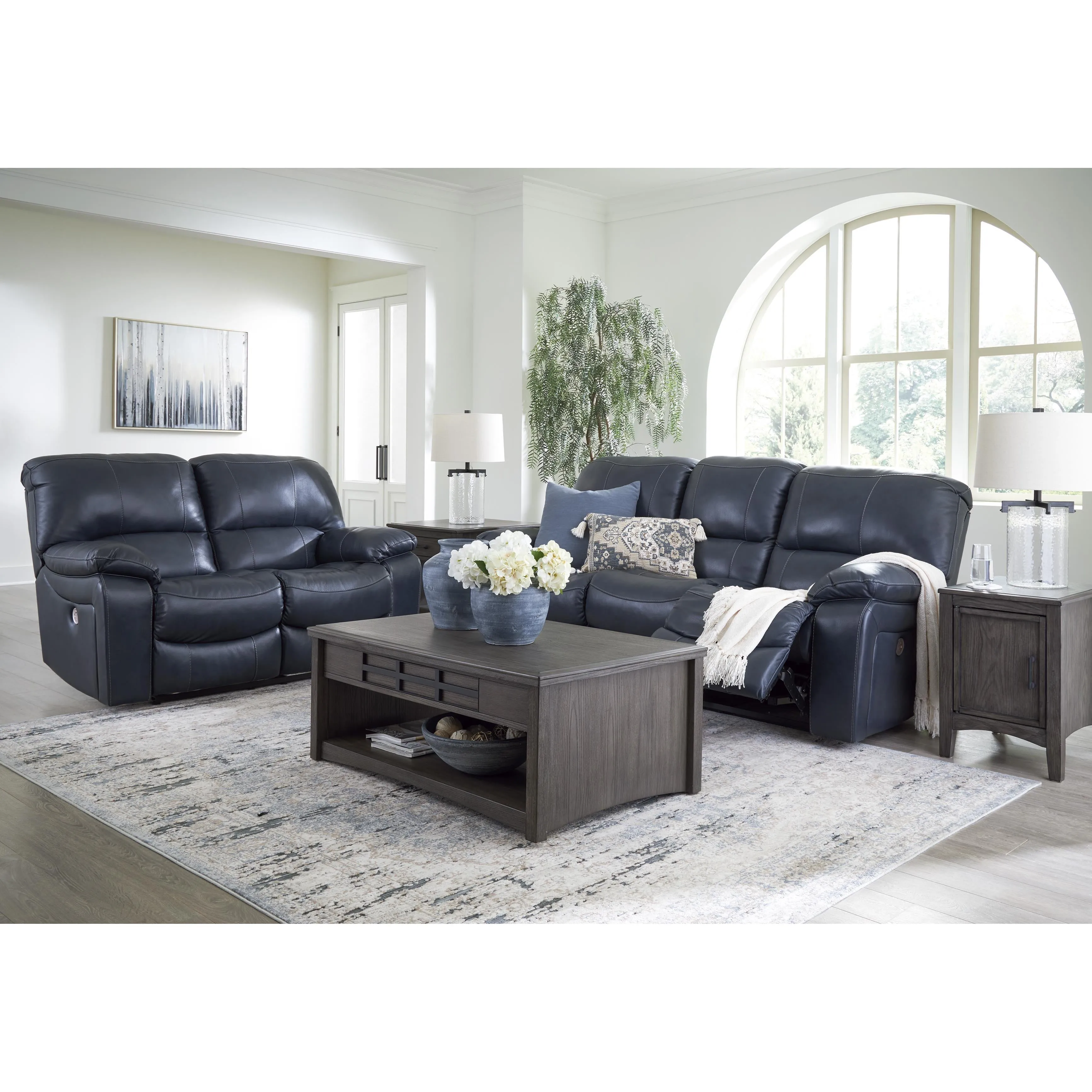 Signature Design by Ashley Leesworth Power Reclining Leather Match Sofa U4380987