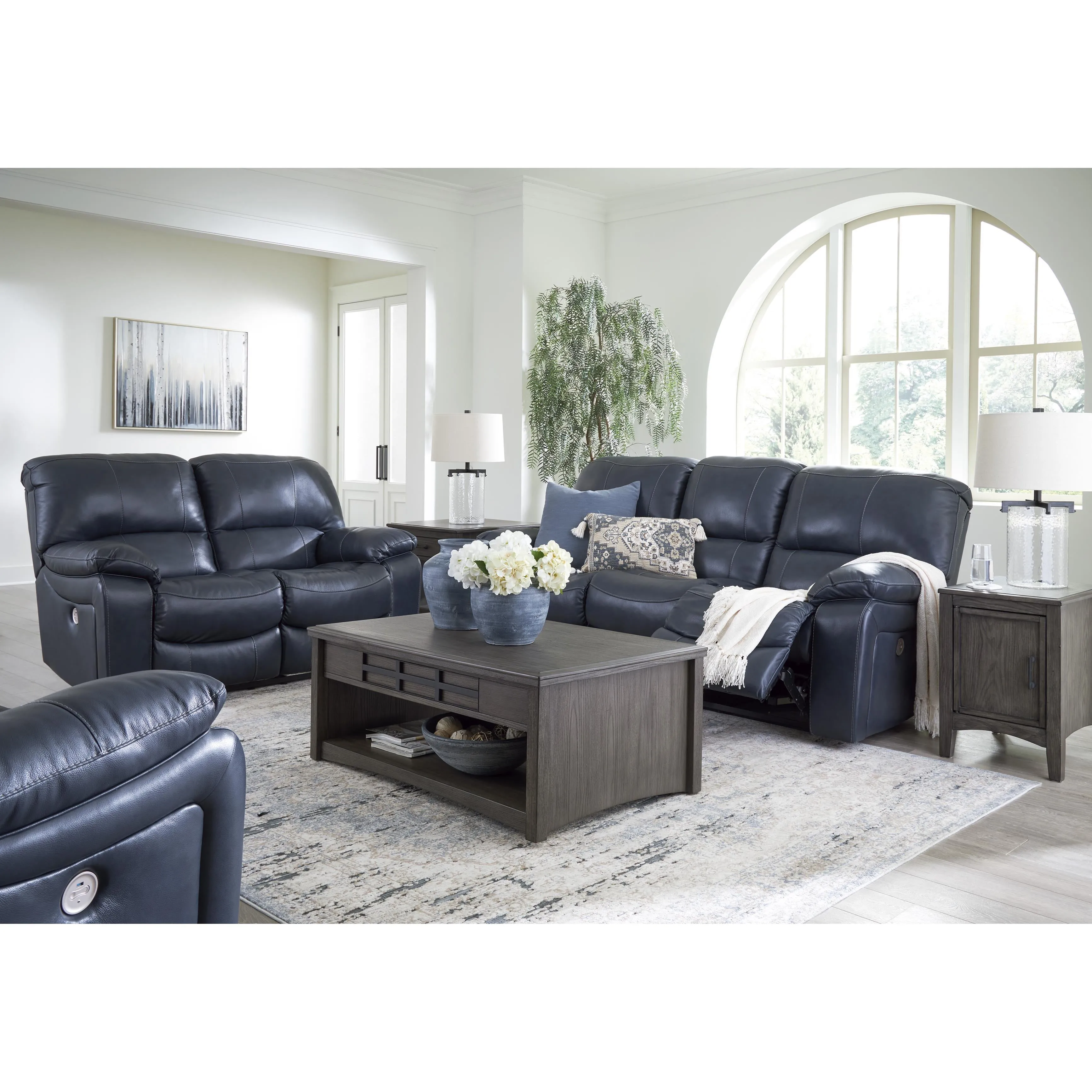 Signature Design by Ashley Leesworth Power Reclining Leather Match Sofa U4380987