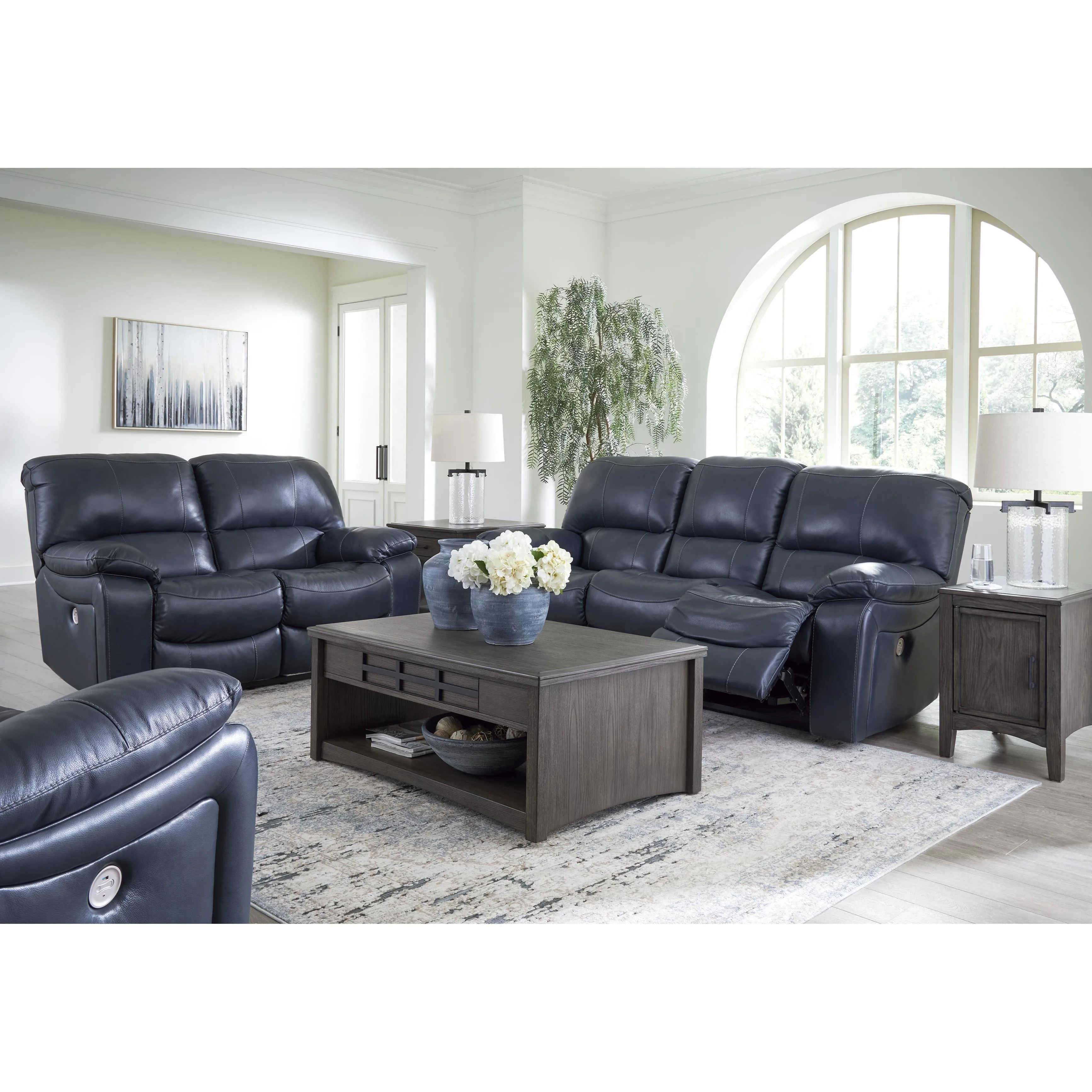 Signature Design by Ashley Leesworth Power Reclining Leather Match Sofa U4380987