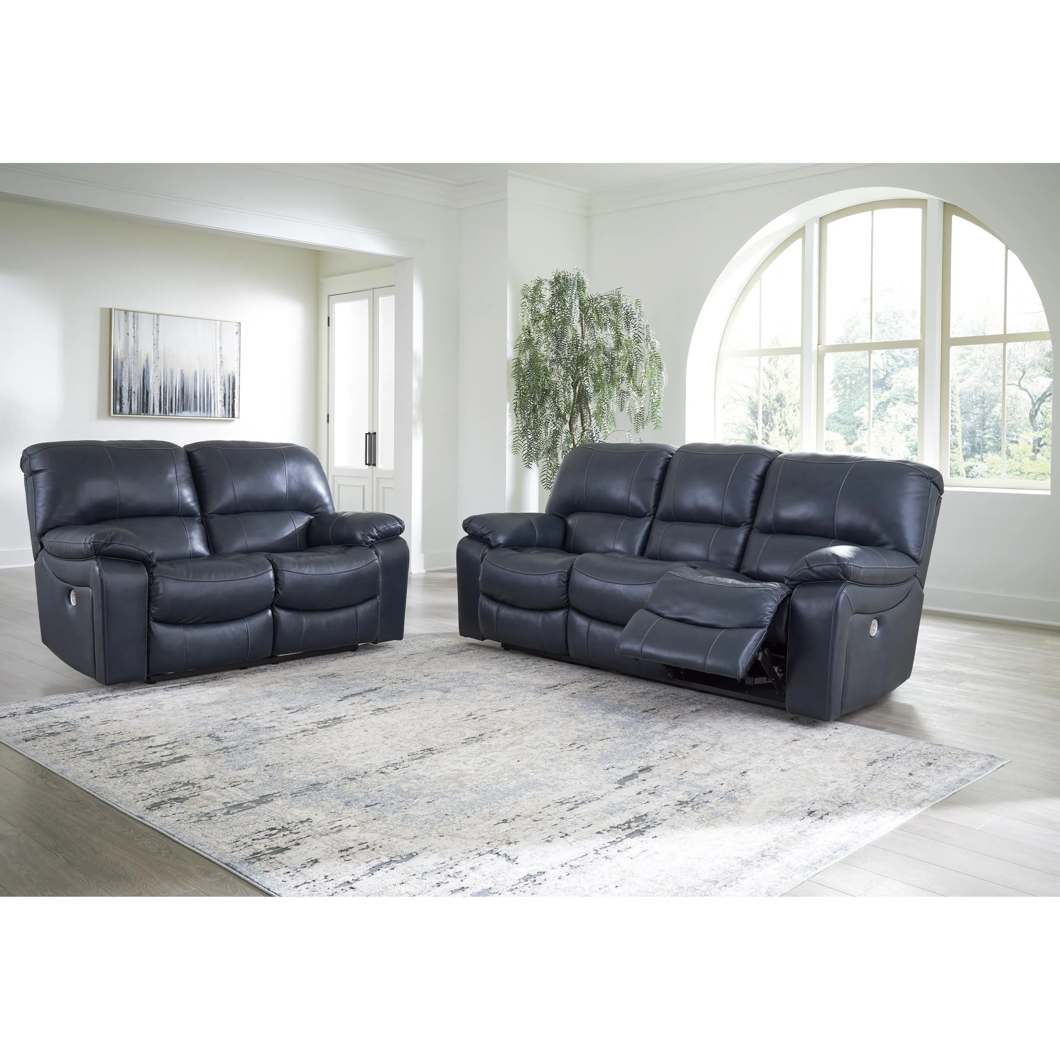 Signature Design by Ashley Leesworth Power Reclining Leather Match Sofa U4380987