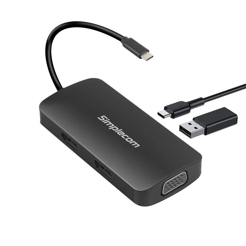 Simplecom DA450 5-in-1 USB-C Multiport Adapter MST Hub with VGA and Dual HDMI