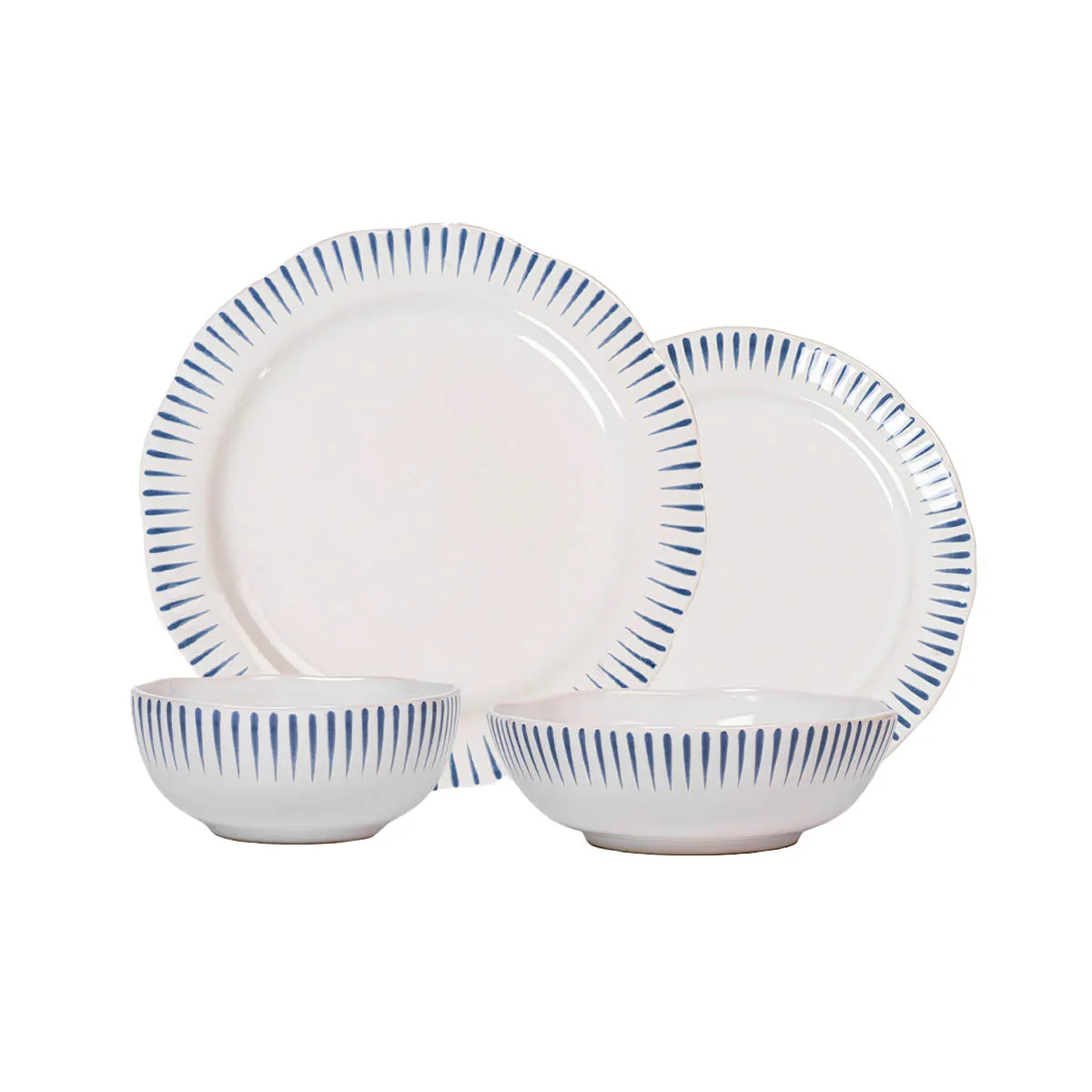 Sitio Stripe 4pc Place Setting - Delft Blue