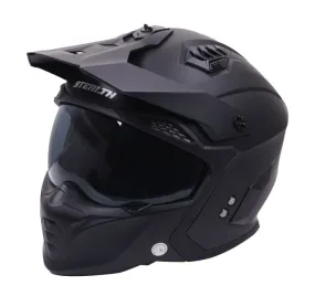 Stealth Fighter Multi Function Motorcycle Full & Open Face Helmet - Matt Black